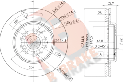 R BRAKE 78RBD22649 Тормозные диски  для LEXUS LS (_F2_) 400 (UCF20_)