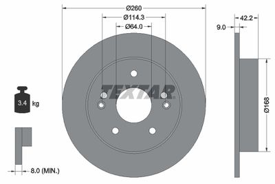 Тормозной диск TEXTAR 92172003 для HONDA PRELUDE