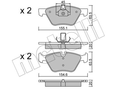 Комплект тормозных колодок, дисковый тормоз 22-0557-3