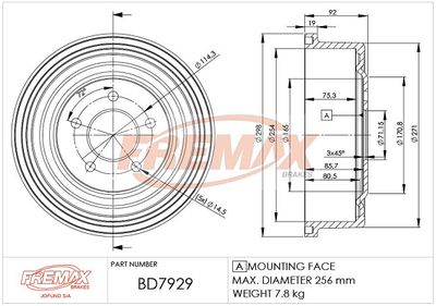 Тормозной барабан FREMAX BD-7929 для FORD RANGER