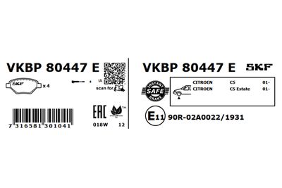 Brake Pad Set, disc brake VKBP 80447 E