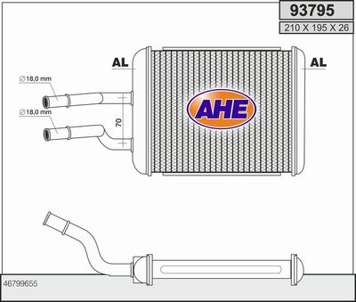 AHE 93795 Радиатор печки  для ALFA ROMEO 156 (Альфа-ромео 156)