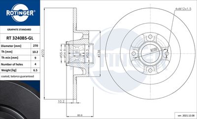 Tarcza hamulcowa ROTINGER RT 3240BS-GL