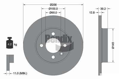 Тормозной диск BENDIX Braking BDS1659 для CHERY FULWIN