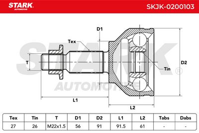 каре комплект, полуоска STARK SKJK-0200103