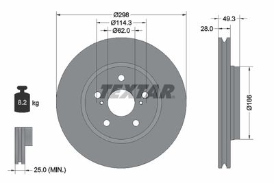 Тормозной диск TEXTAR 92315703 для TOYOTA C-HR