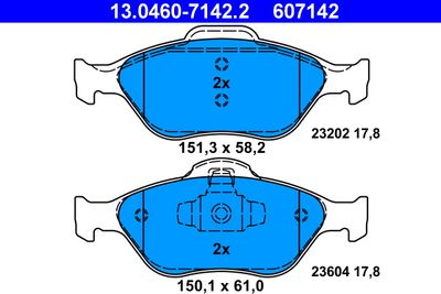 Комплект тормозных колодок, дисковый тормоз ATE 13.0460-7142.2 для FORD FUSION