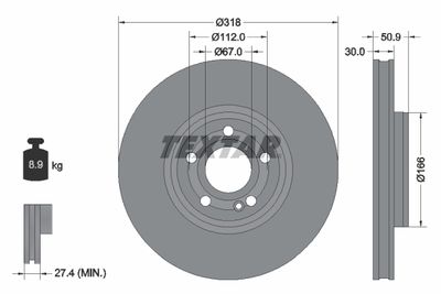Тормозной диск TEXTAR 92316705 для MERCEDES-BENZ GLA
