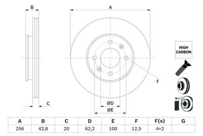 Тормозной диск BOSCH 0 986 479 G86 для KIA PICANTO