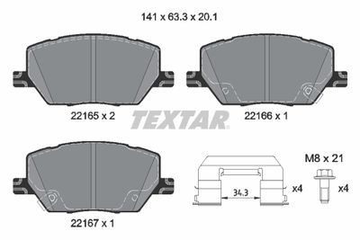Комплект тормозных колодок, дисковый тормоз TEXTAR 2216503 для FIAT 500X