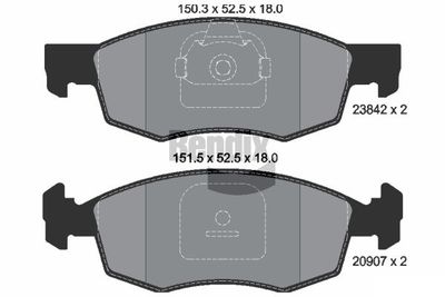 Комплект тормозных колодок, дисковый тормоз BENDIX Braking BPD1222 для FIAT DOBLO