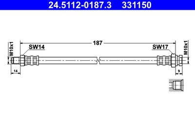 Тормозной шланг ATE 24.5112-0187.3 для FIAT BRAVO