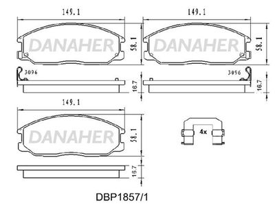 Комплект тормозных колодок, дисковый тормоз DANAHER DBP1857/1 для SSANGYONG RODIUS