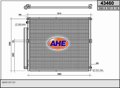 Конденсатор, кондиционер AHE 43460 для TOYOTA LAND CRUISER PRADO