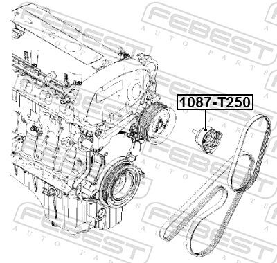 Натяжной ролик, поликлиновой ремень 1087-T250