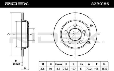 спирачен диск RIDEX 82B0186