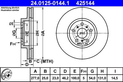 Тормозной диск ATE 24.0125-0144.1 для TOYOTA CELICA