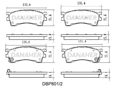 Комплект тормозных колодок, дисковый тормоз DANAHER DBP801/2 для MAZDA MX-6