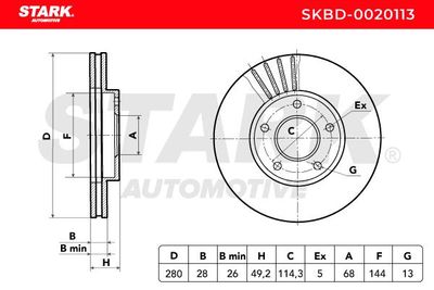 спирачен диск STARK SKBD-0020113