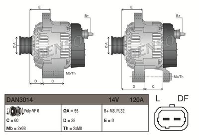 GENERATOR / ALTERNATOR DENSO DAN3014 2
