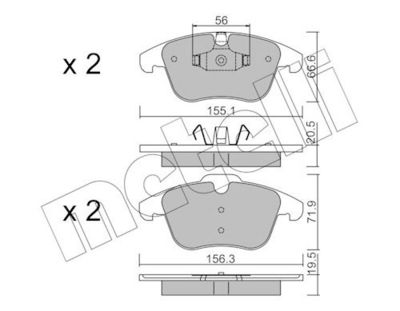 комплект спирачно феродо, дискови спирачки METELLI 22-0675-6