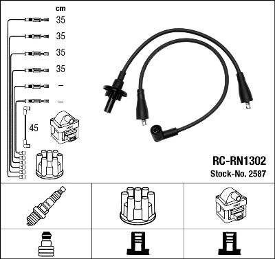 Комплект проводов зажигания NGK 2587 для RENAULT 15