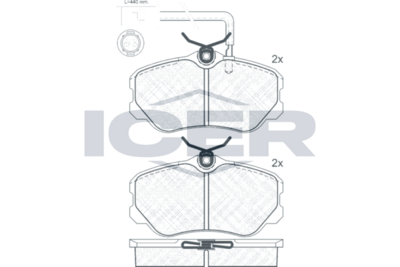 комплект спирачно феродо, дискови спирачки ICER