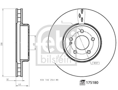 Тормозной диск FEBI BILSTEIN 175180 для MERCEDES-BENZ GLC