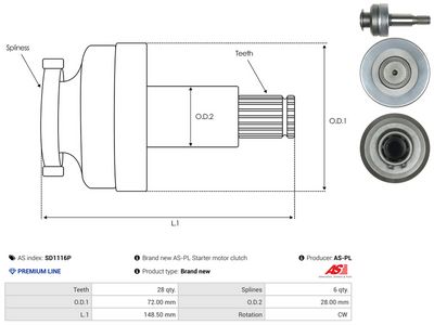 PINION ELECTROMOTOR AS-PL SD1116P 3