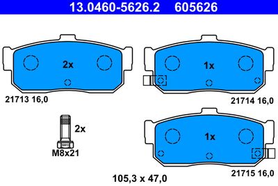 Комплект тормозных колодок, дисковый тормоз ATE 13.0460-5626.2 для NISSAN CEFIRO