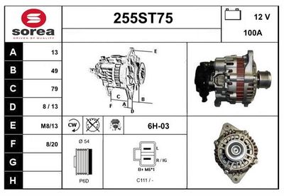 STARTCAR 255ST75 Генератор для SUZUKI JIMNY вездеход закрытый (SN) 1.5 DDiS 4x4