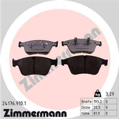 Комплект тормозных колодок, дисковый тормоз ZIMMERMANN 24176.910.1 для MERCEDES-BENZ R-CLASS