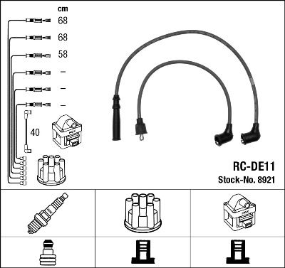 Комплект проводов зажигания NGK 8921 для DAIHATSU CUORE