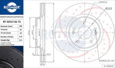 спирачен диск ROTINGER RT 22517-GL T5