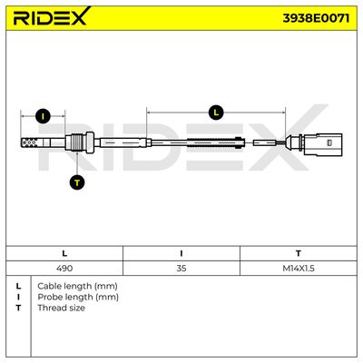 датчик, температура на изгорелите газове RIDEX 3938E0071