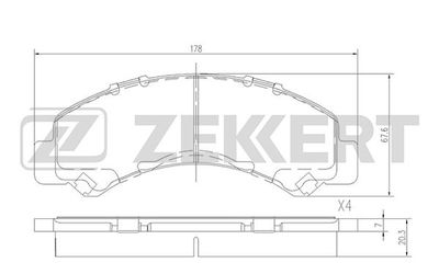 Комплект тормозных колодок, дисковый тормоз ZEKKERT BS-2377 для MAZDA 2