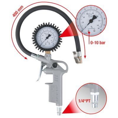 Ks Tools - Ciachovaný tlakomer na meranie tlaku 0-10bar