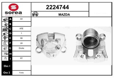EAI 2224744 Тормозной суппорт  для MAZDA TRIBUTE (Мазда Трибуте)