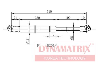 Газовая пружина, крышка багажник DYNAMATRIX DGS9588FB для OPEL OMEGA