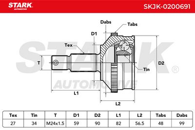 каре комплект, полуоска STARK SKJK-0200691