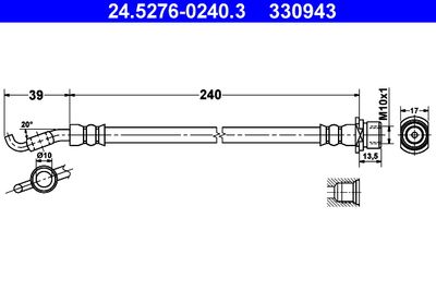 Тормозной шланг ATE 24.5276-0240.3 для TOYOTA AVENSIS