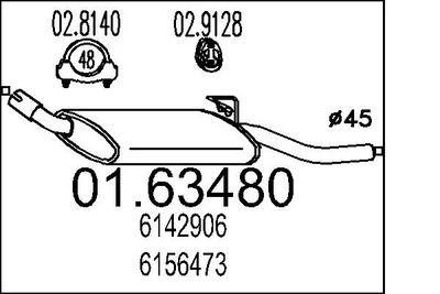 MTS 01.63480 Глушитель выхлопных газов  для FORD ESCORT III Turnier (AWA) 1.6 D