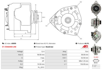 GENERATOR / ALTERNATOR AS-PL A5059 4