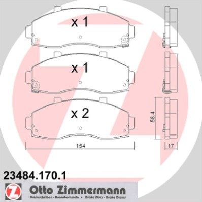 ZIMMERMANN Stabdžių trinkelių rinkinys, diskinis stabdys