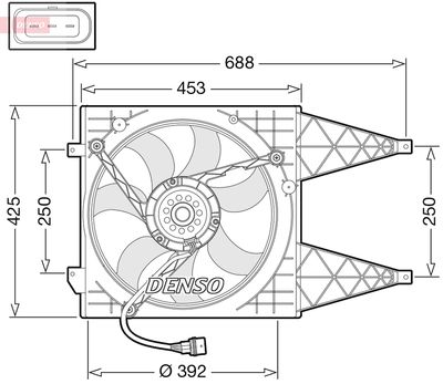 DENSO DER32016 Вентилятор системы охлаждения двигателя  для SKODA RAPID (Шкода Рапид)