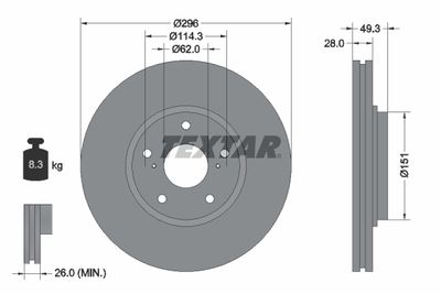 Тормозной диск TEXTAR 92235200 для TOYOTA HARRIER