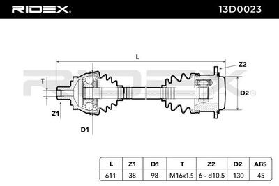 полуоска RIDEX 13D0023