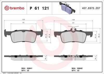 Brake Pad Set, disc brake P 61 121