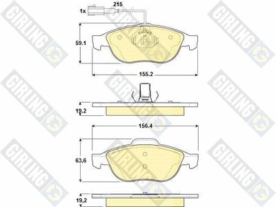 GIRLING 6114442 Тормозные колодки и сигнализаторы  для ALFA ROMEO 147 (937_) 2.0 16V T.SPARK (937.AXA1, 937.AXC1, 937.BXC1)