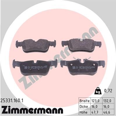 Комплект тормозных колодок, дисковый тормоз ZIMMERMANN 25331.160.1 для BMW i3